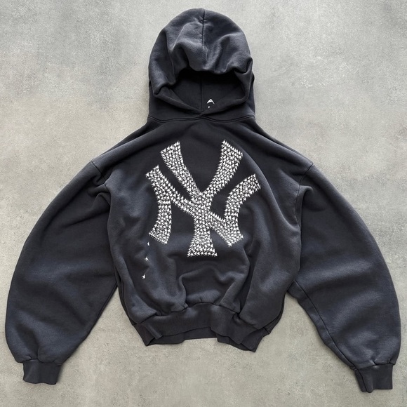 artificial fever Tops - Black Hoodie with White Design